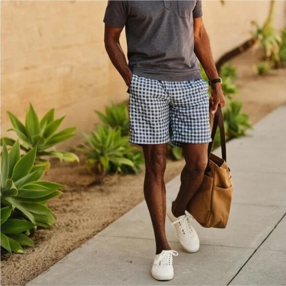 Relwen Blue Gingham Air-Stretch Hybrid Windshort Trunks Sz XL - Picture 2 of 13